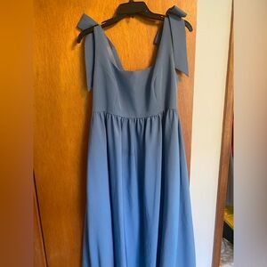 Revelry Bowie Maternity Bridesmaids Dress - Crepe Fabric Dusty Blue